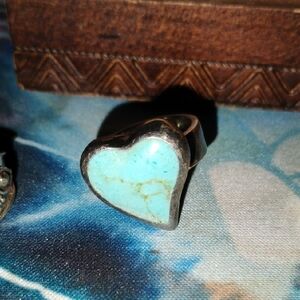 Heart-Shaped Turquoise Silver Ring